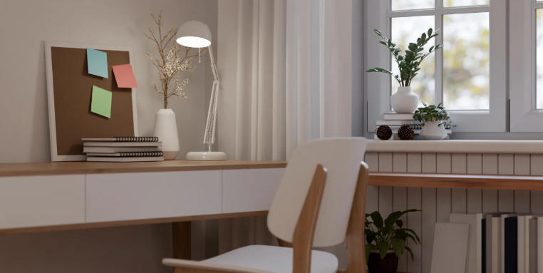 Minimalist Study Room with Window Views