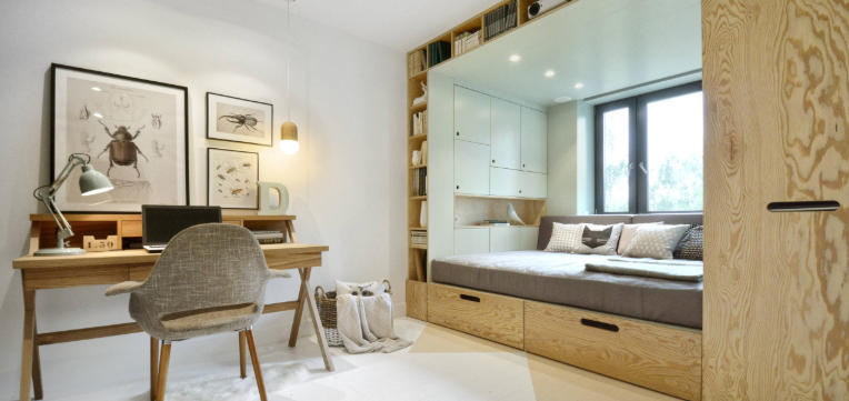 Minimalist Study Room Decor with Linen and Cotton