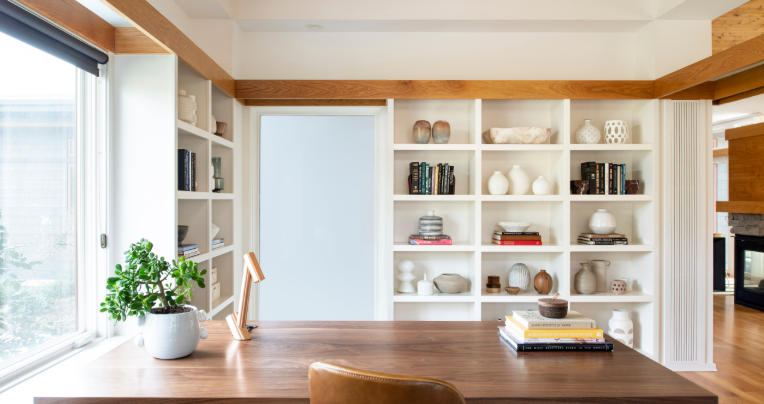 Minimalist Study Room with Built-in Cabinets
