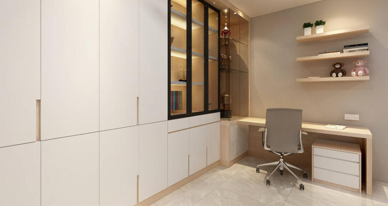 Minimalist Study Room with Gallery Wall