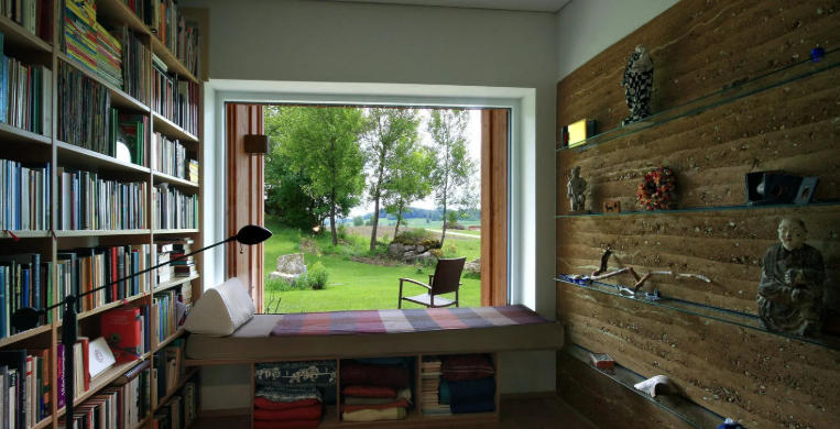 Minimalist Study Room with Nature Photography