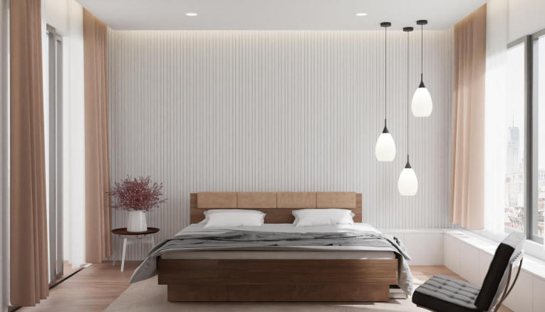 Minimalist Study Room with 3D Wall Panels