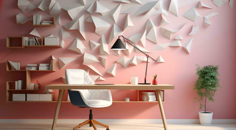 Minimalist Study Room with Geometric Art