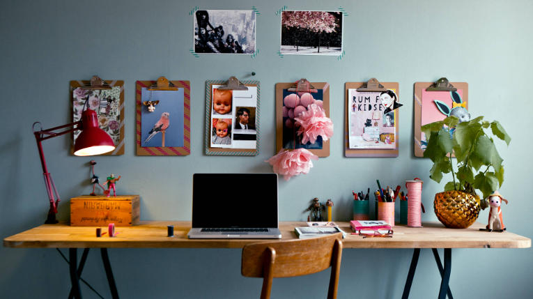 Minimalist Study Room with Canvas Prints