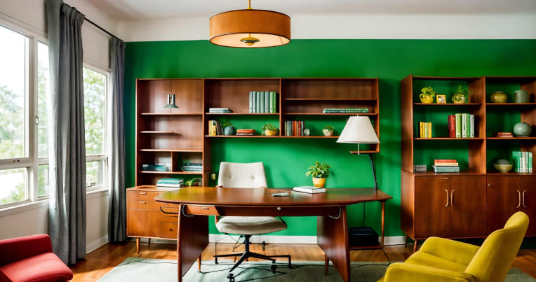 Minimalist Study Room with Green Plants