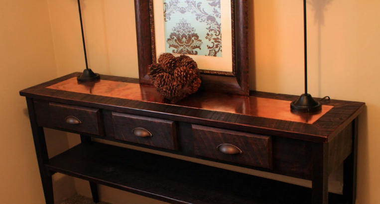 Black Distressed Console Tables for Contrast and Depth