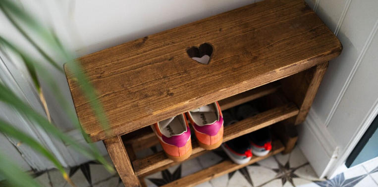 Rustic Wood Shoe Benches for Practical Storage