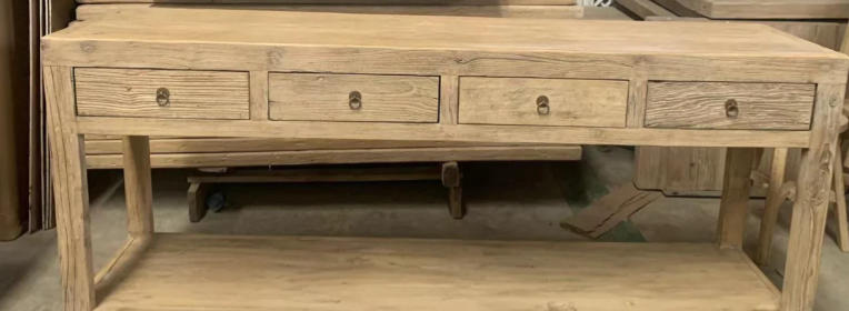 Distressed Wood Console Tables with Drawers