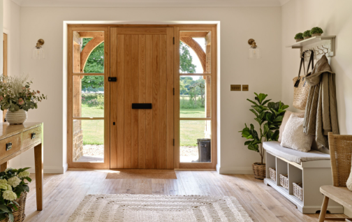 Cozy Entryway Decor Using Soft Beige Rugs