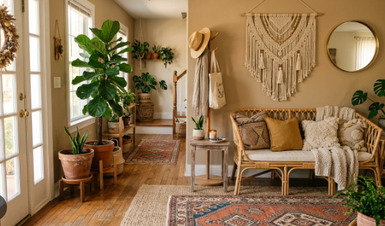 Warm Entryway Ideas with Boho Textures