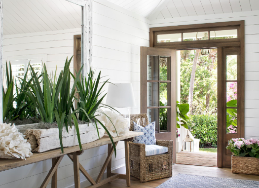 Warm Entryway Ideas with Subtle Greenery