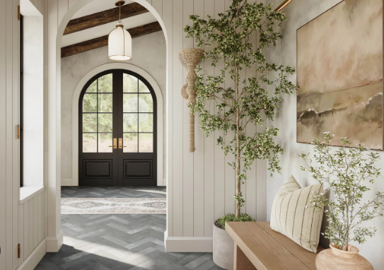 Warm Entryway Ideas with Subtle Lighting Accents