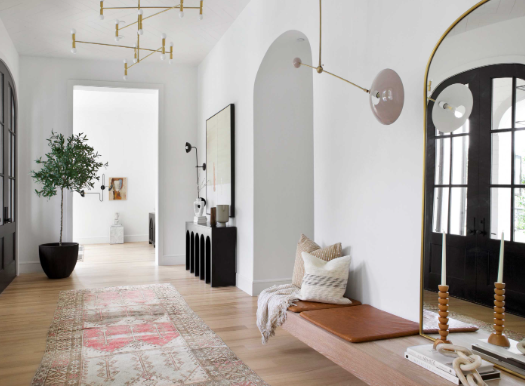 Warm Entryway Ideas Using Soft-Light Chandeliers