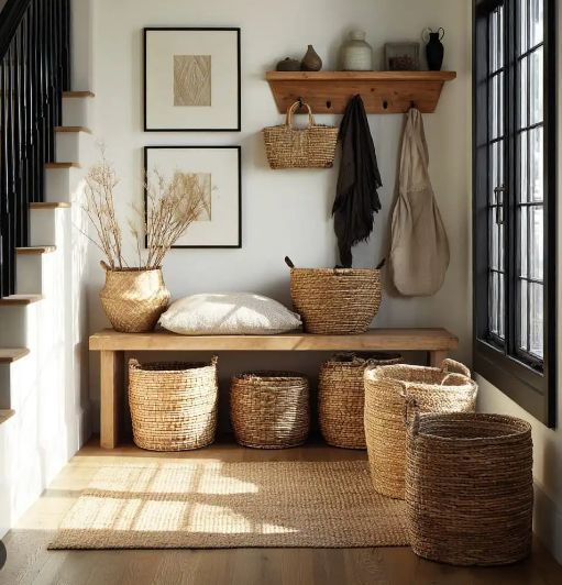 Cozy Entryway Decor Using Warm Clay Accents