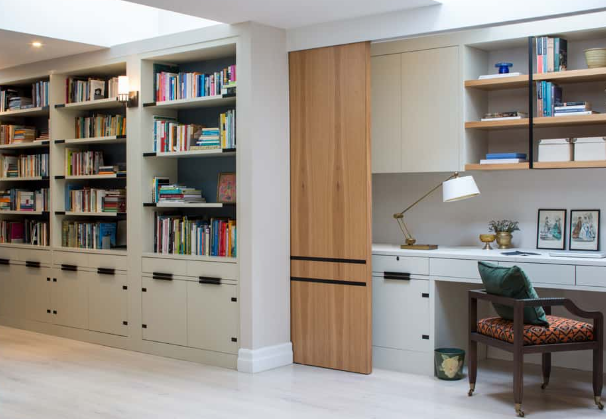 Neutral Color Storage Cabinets for Study Rooms